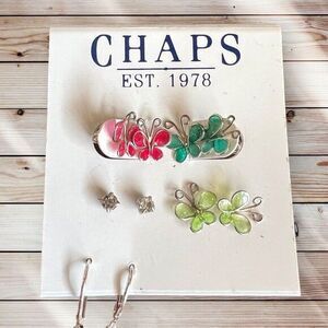 CHAPS Est. 1978 Earrings Muti color Mini Butterflies Rhinestones 5 Pairs